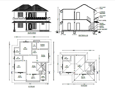 2D AUTO CAD drawing of residence house