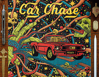 "Car Chase" Music Album Illustration