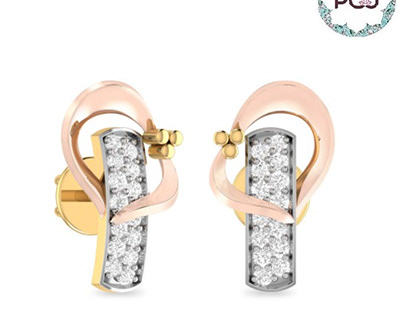 Fancy Diamond Gold Earrings By PC Jeweller