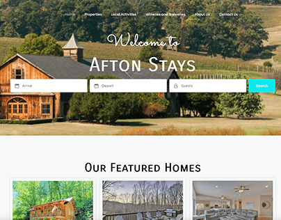 Afton Stays Rentals Property Website Design