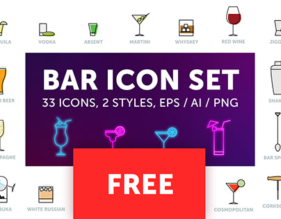 FREE Bar, drink, beverage VECTOR icons