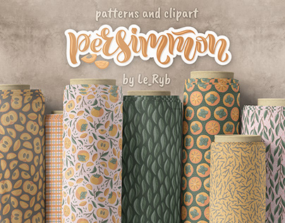 Persimmon patterns and clipart