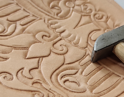 Leather craft with Mongolian script