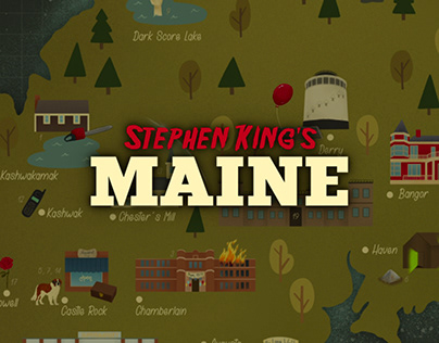 Stephen King's Maine fictional map illustration