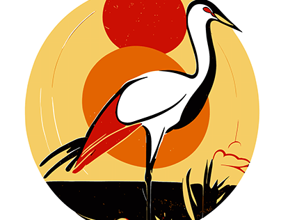 Ukiyo-e Crain Bird