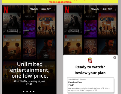 Netflix Monthly Plan UI Suggestion for Mobile App