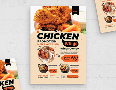 Food Flyer Template for Bar Snacks, Takeout Food Offers