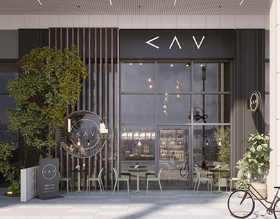 Facade of C A V cafe design