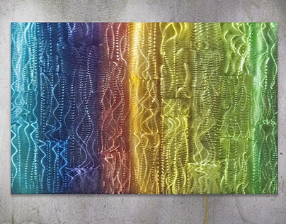 Colored Columns 2 - etched aluminum - 36" x 24"