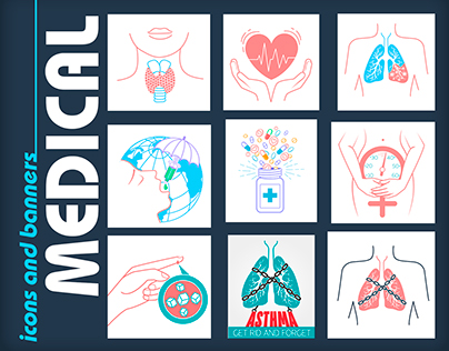 medical icons and banners