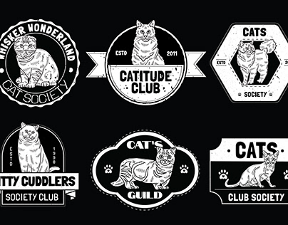 Hand Drawn Cat Badge Logo