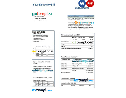 Tunisia electricity proof of address utility Word PDF
