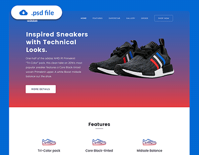 Adidas NMD_R1 PK Landing Page - Free PSD