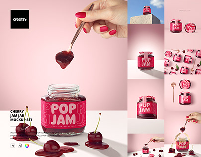 Cherry Jam Jar Mockup Set