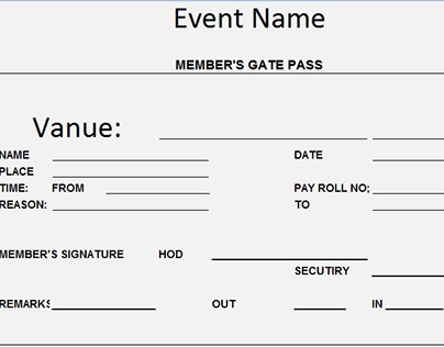 Get Free Form Entry Gate Pass