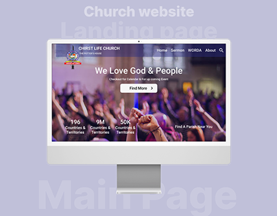 a church landing page - church website