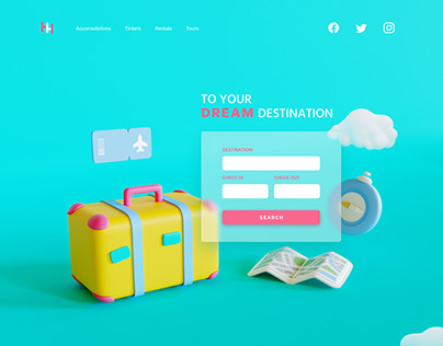 Travel Agency 3D Webdesign Concept