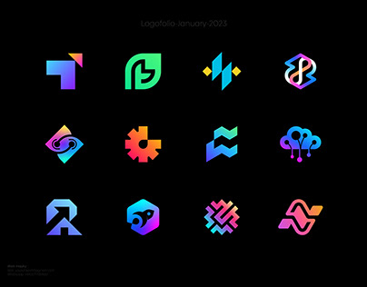 Modern, Trendy, Tech, Abstract, Minimal Logofolio