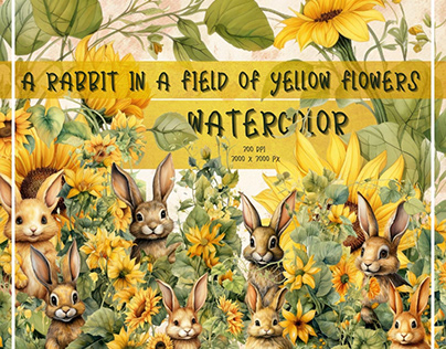 a rabbit in a field of yellow flowers