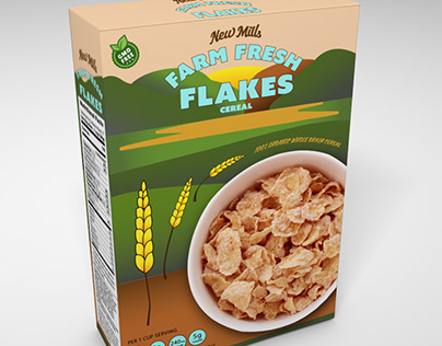 Cereal box design for Farm Fresh Flakes