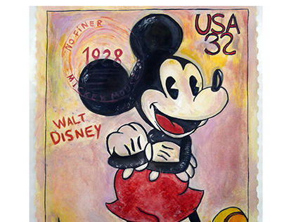 Vintage Mickey Mouse done with Mix Media &  Water Color