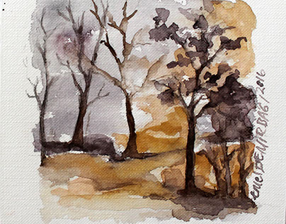 Smail Watercolor landscape painting , Abstract watercol