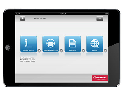 Kiosk Interface (UI, UX) for Toyota, Lexus and Scion