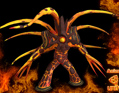 Low-poly model of the character Lava Creature