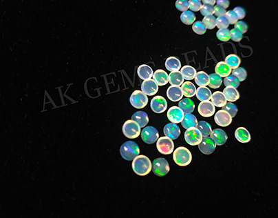 Natural Ethiopian Opal 2mm Smooth Round Loose Cabochon