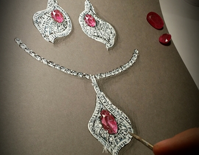 Ruby earrings and necklace