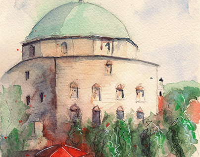 Mosque of Pasha Qasim (Pecs) - Watercolor Painting