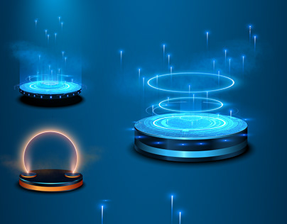 Portal or hologram futuristic Neon color circle element