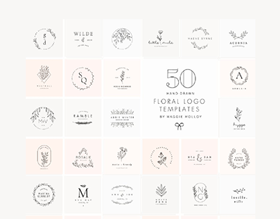 50 Floral Hand Drawn Logo Templates
