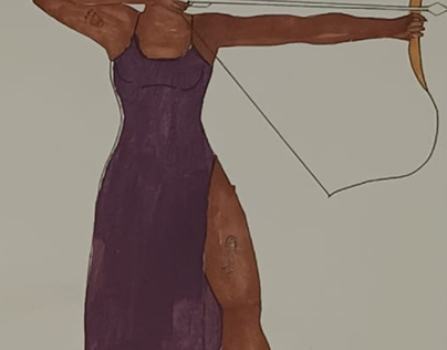 Desenho de um vestido de tecido alfaiate
