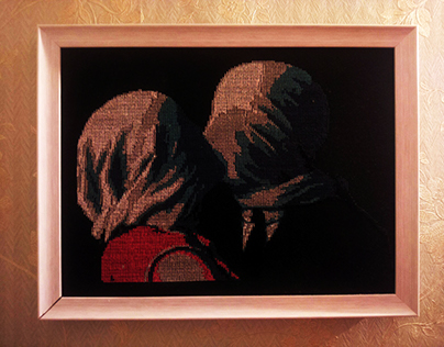 Cross stitch - René Magritte "The Lovers"