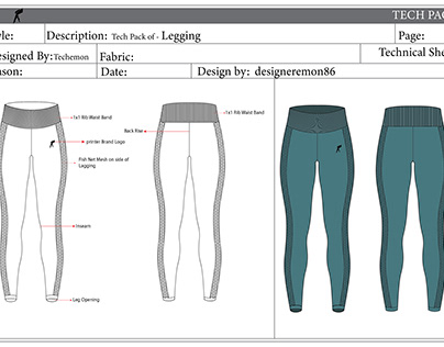 Tech Pack Template Women's Leggings .