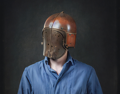 Self with an old helmet