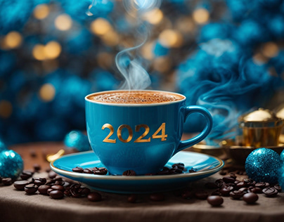 Coffee design on the occasion of Happy New Year 2024