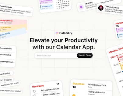 Calendar App Landin Page - Design Exploration