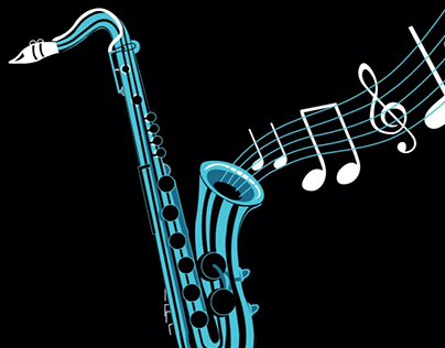 Blue Saxofón - Ilustración Digital