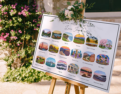 Project thumbnail - Travel illustrations for Wedding Poster