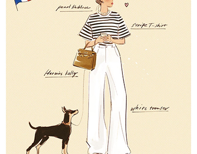 Parisienne fashion illustration outfit
