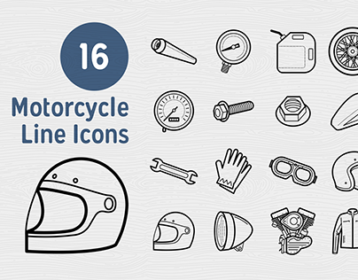 Motorcycle Line Icons