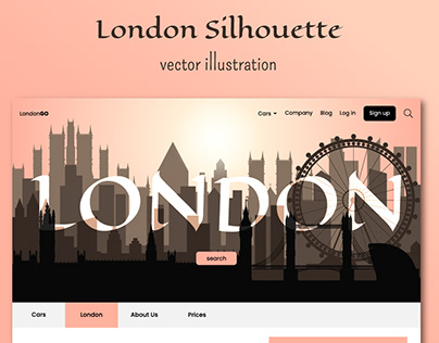 Silhouette of London for landing page a car rental.