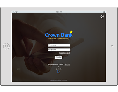 Crown Bank - Ipad Banking App (Landscape) Design