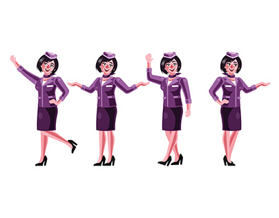 Stewardess Character Graphics Vector Illustration