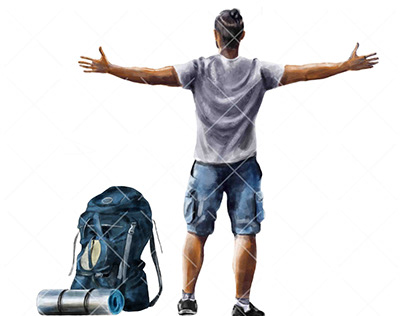 young guy on a trip with a big backpack