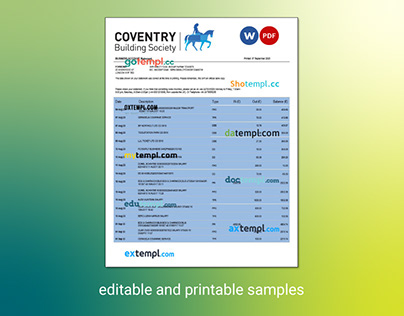 Coventry Building Society account statement template
