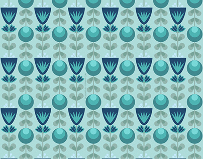 Mod Flower Pattern Design, Blue Motif