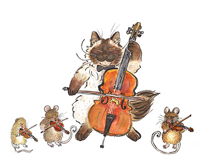 Ragdoll Cat and Mice String Quartet